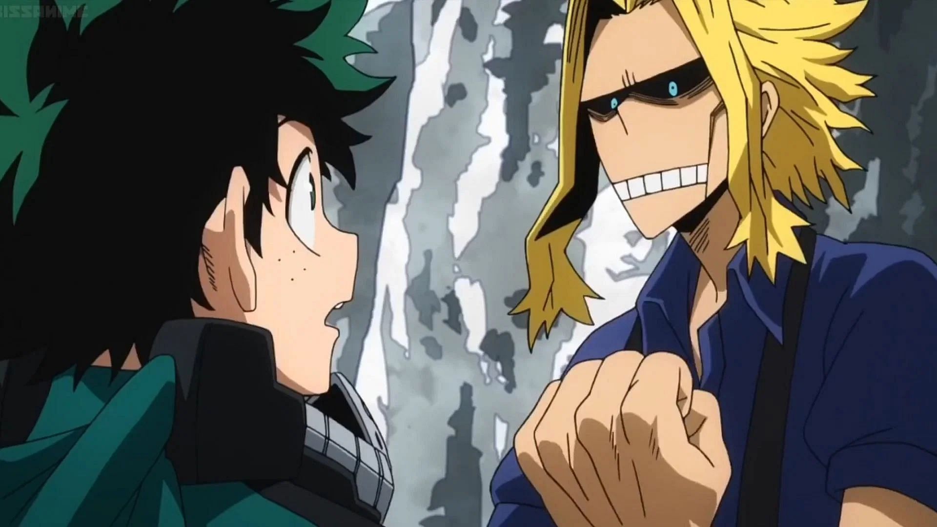 Deku and All Might as seen in My Hero Academia (image via Bones)