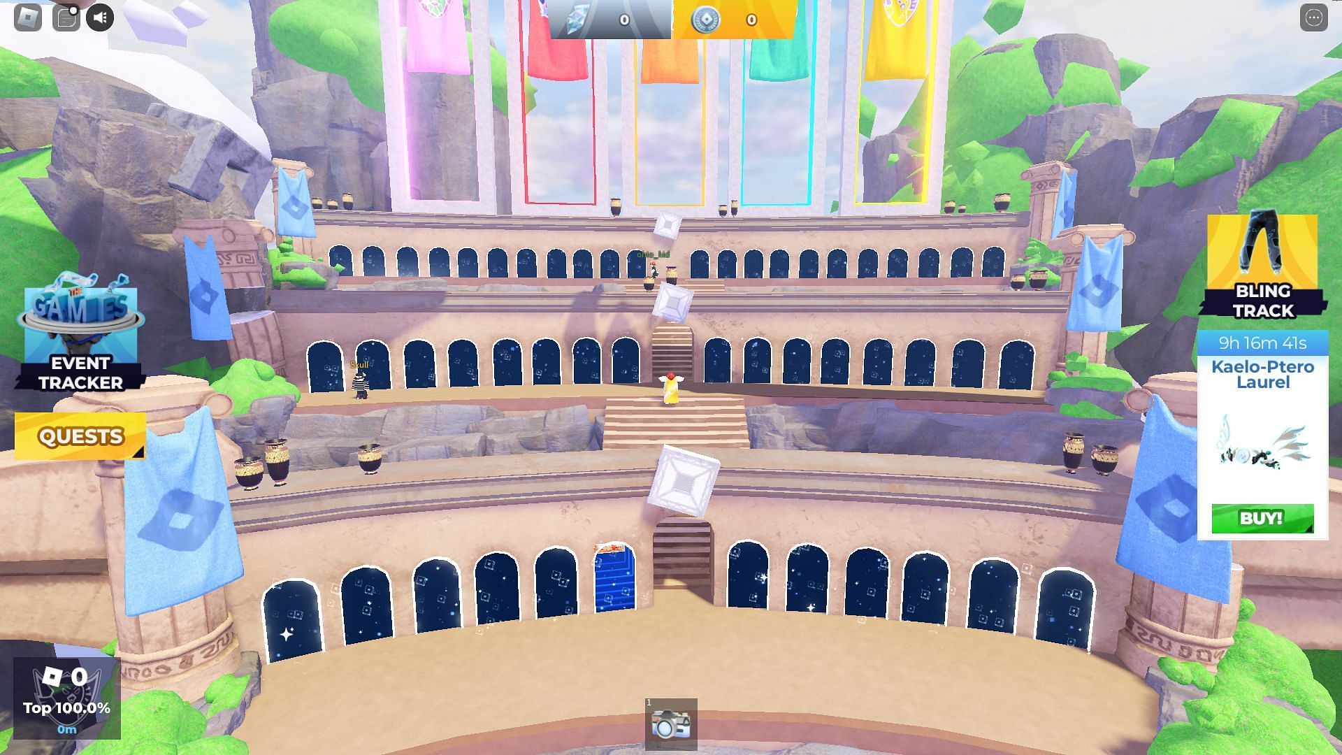 Teleport to the featured experiences through portals (Image via Roblox)