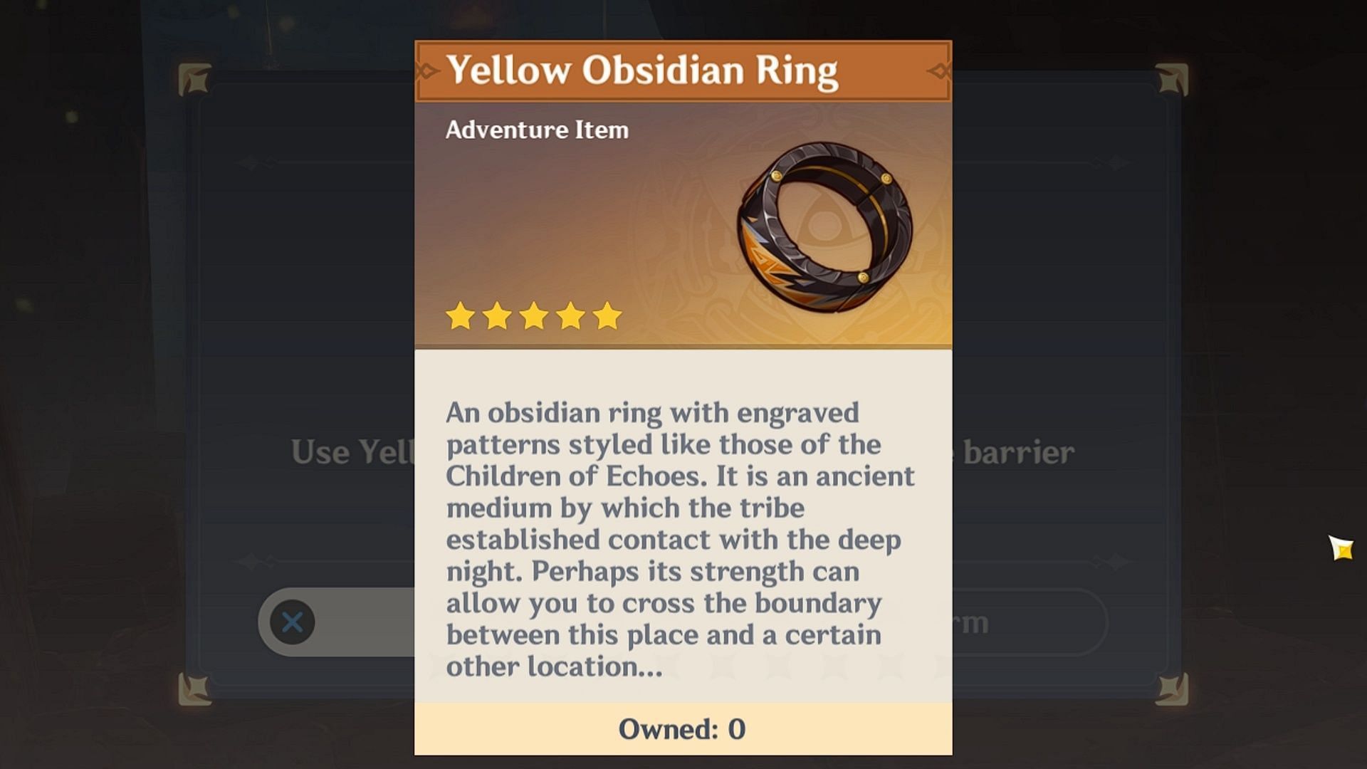 Yellow Obsidian Ring location and where to use it (Image via HoYoverse)