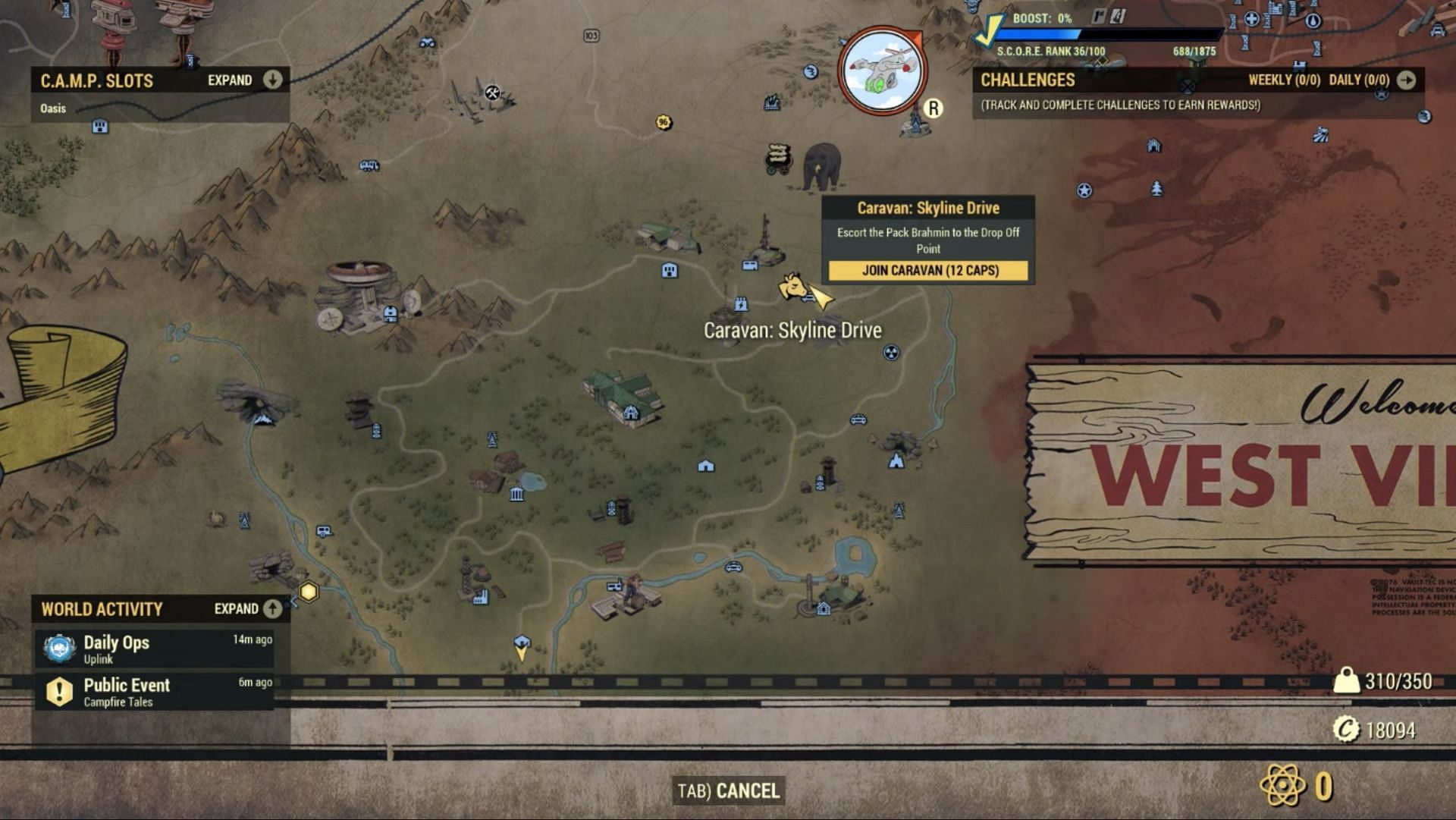 If you see the Brahmin head, it&#039;s time to join the Caravan Drive (Image via Bethesda Softworks|| YouTube/@T0nik)