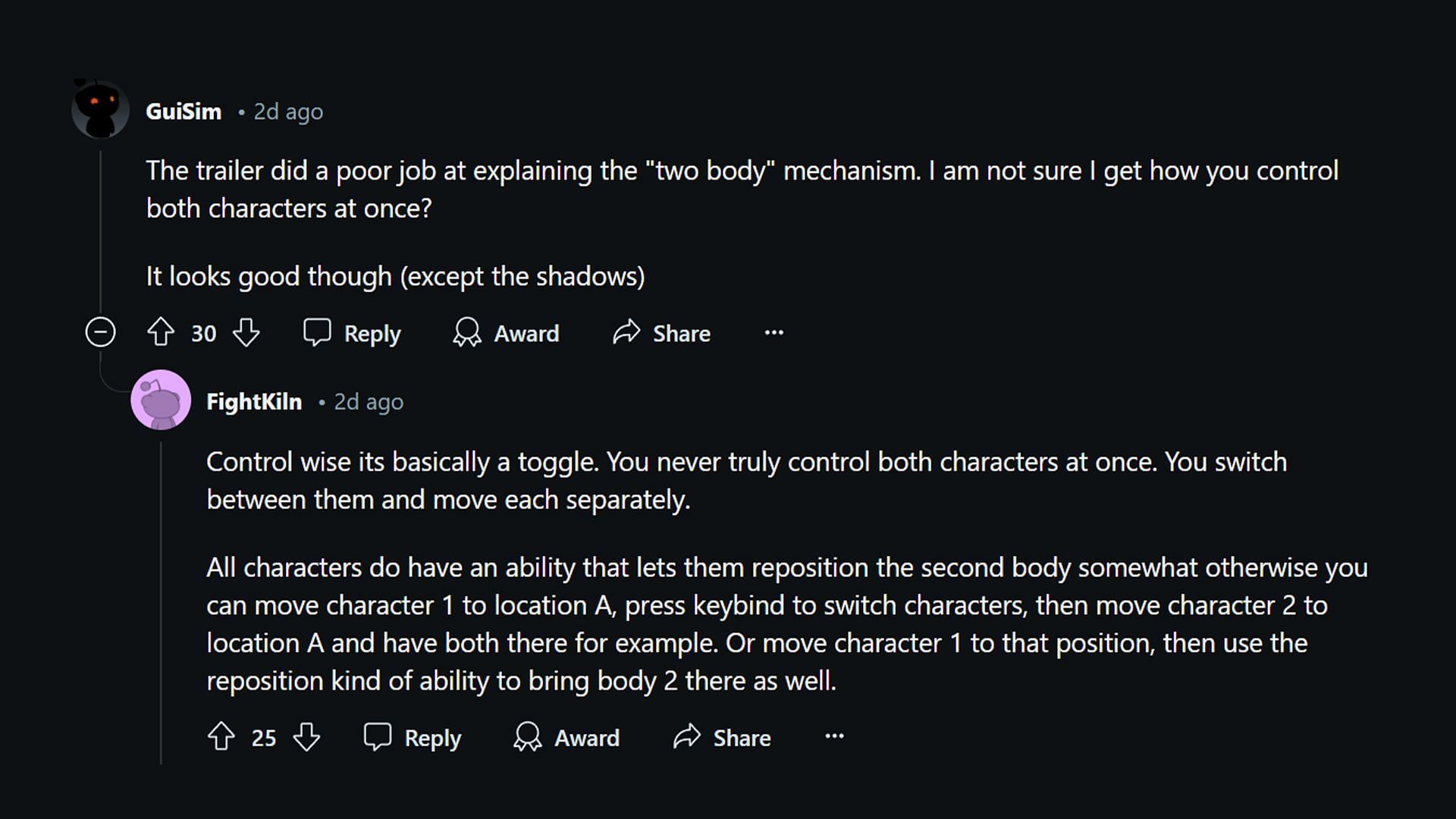 Players discuss the two-body mechanism in Spectre Divide (Image via Reddit)