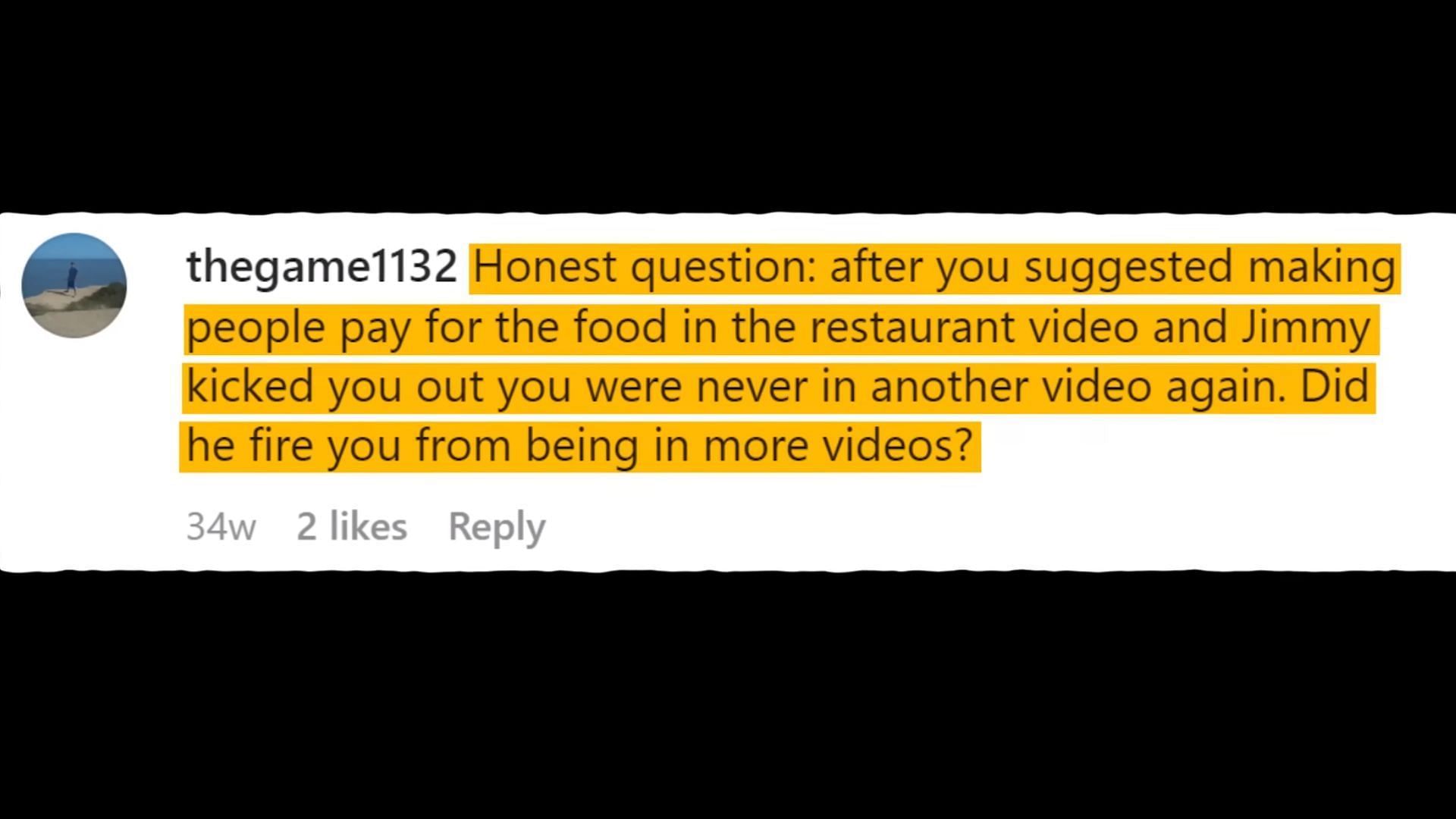 An excerpt from a SunnyV2 video titled &#039;Every MrBeast Member Who Got Fired (&amp; Why)&#039; shows a fan reaction, questioning if Tyler was fired (Image via SunnyV2/YouTube))