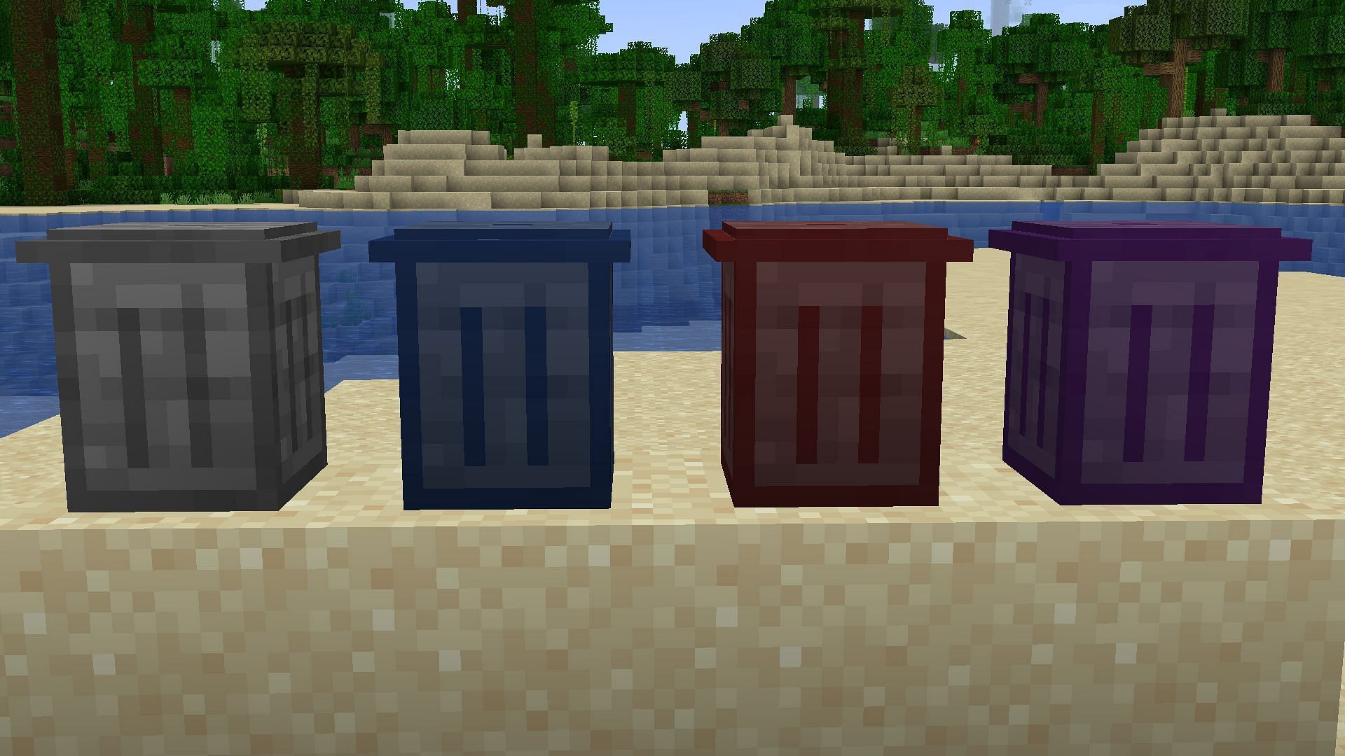 The four different types of trash cans found in the mod (Image via Mojang)