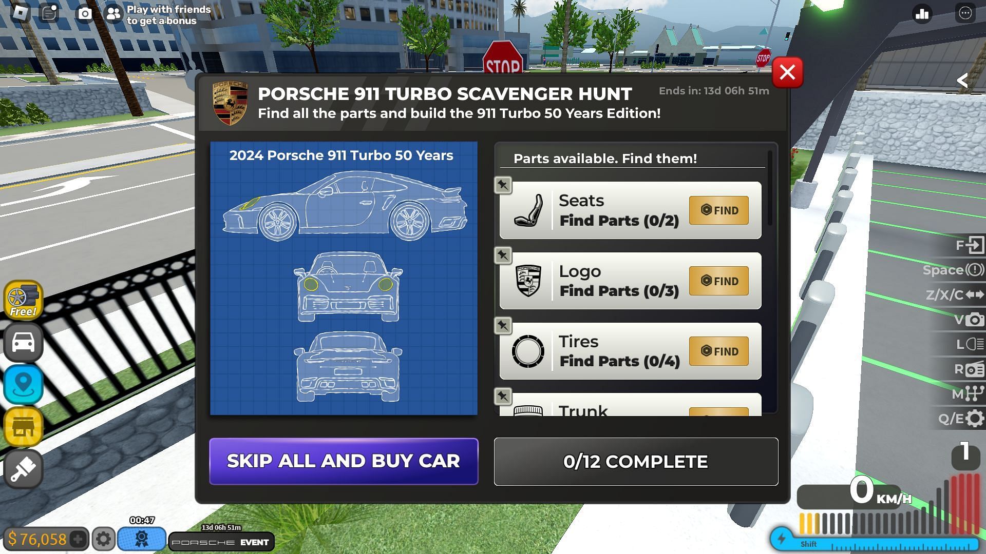 The Porsche 911 Turbo Scavenger Hunt event (Image via Roblox)