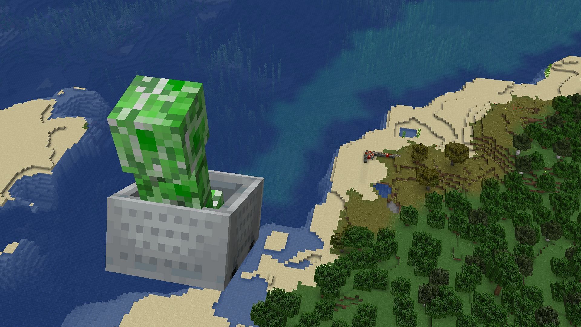 A Minecraft mob soaring away from the ground after having been launched (Image via Mojang)