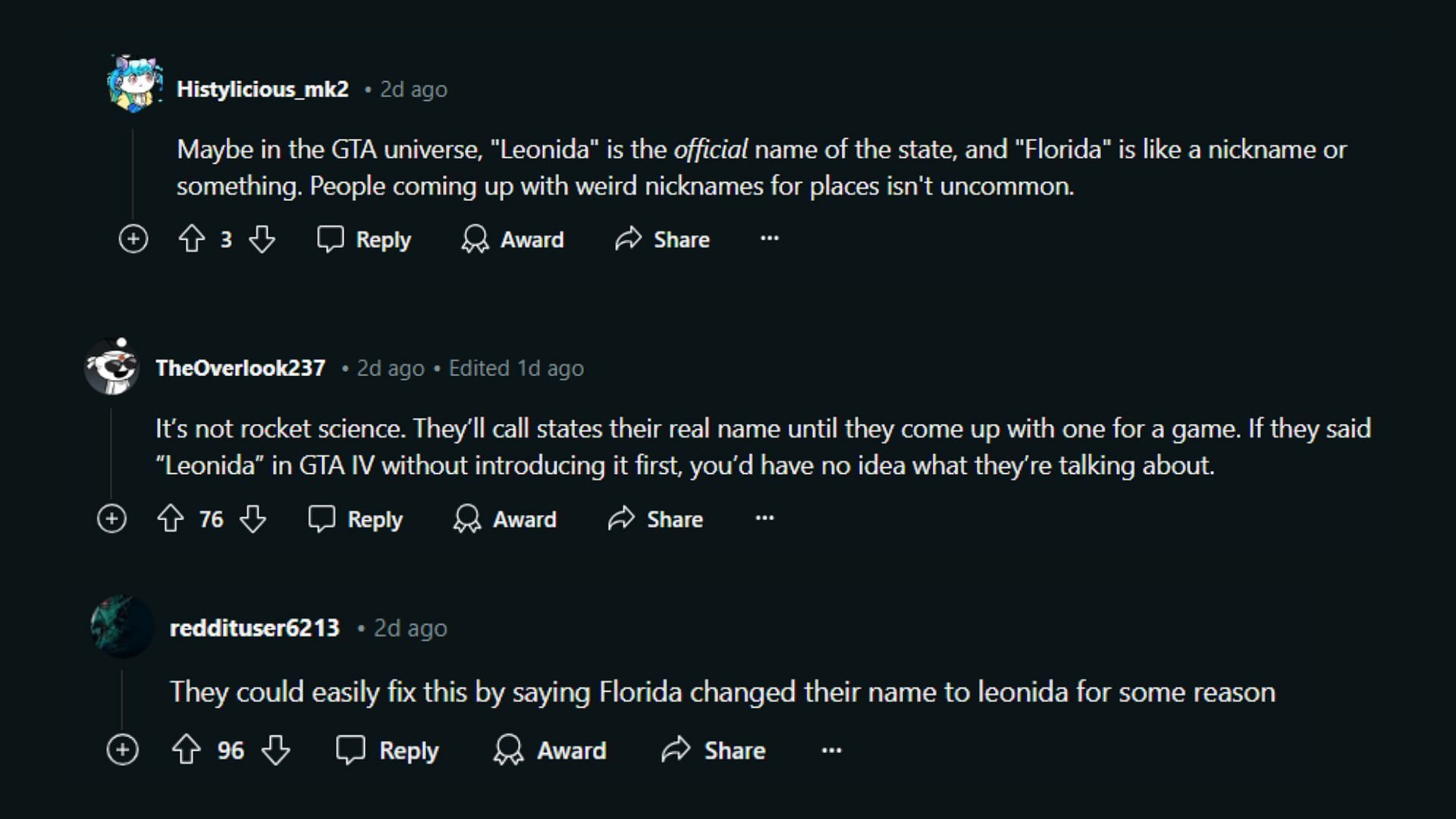 Fans&rsquo; comments on Rockstar Games mentioning Florida directly in Grand Theft Auto 4 (Images via Reddit)