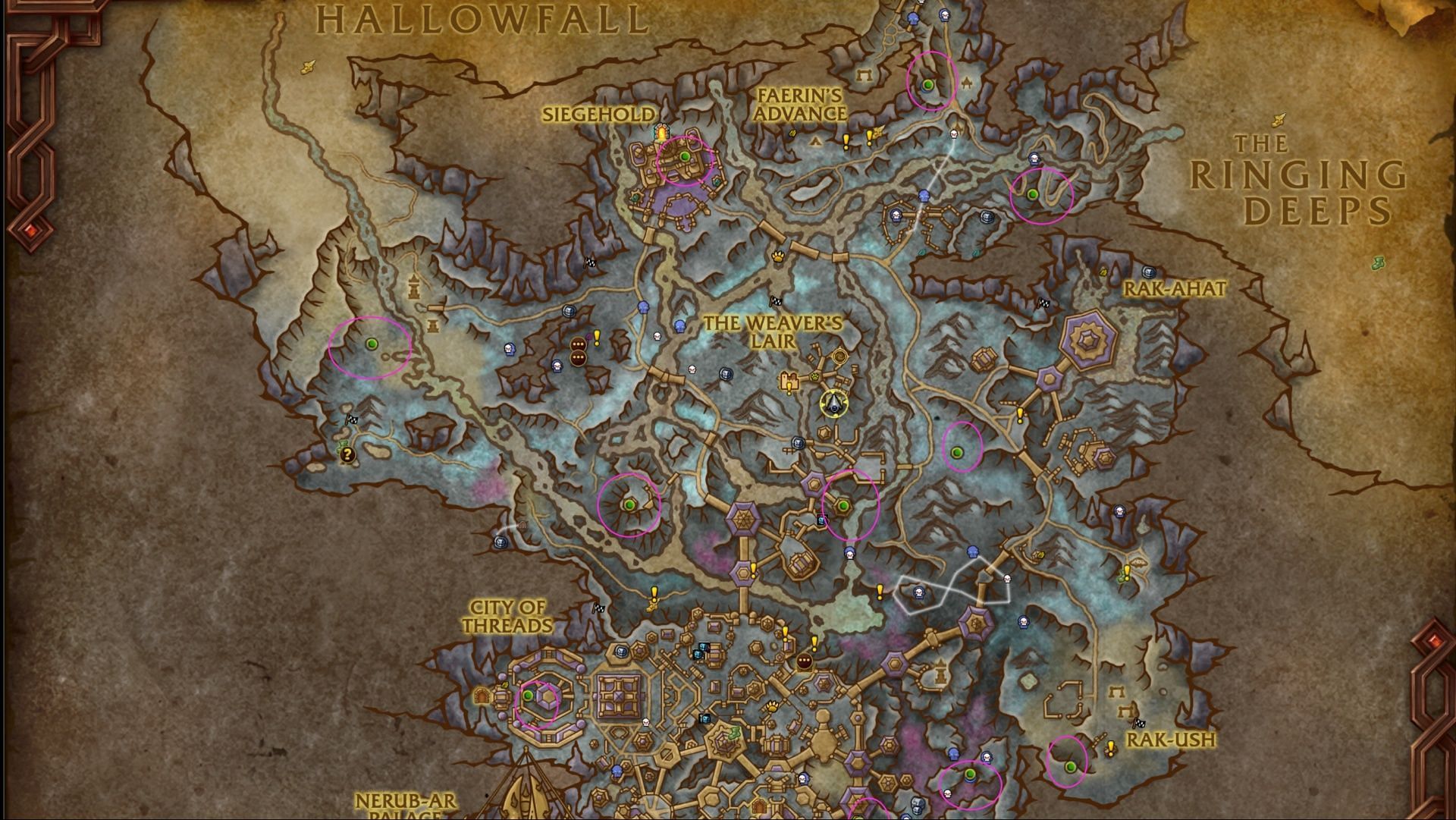 Here are all of the Azj-Kahet Skyriding Glyph locations (Image via Blizzard Entertainment)