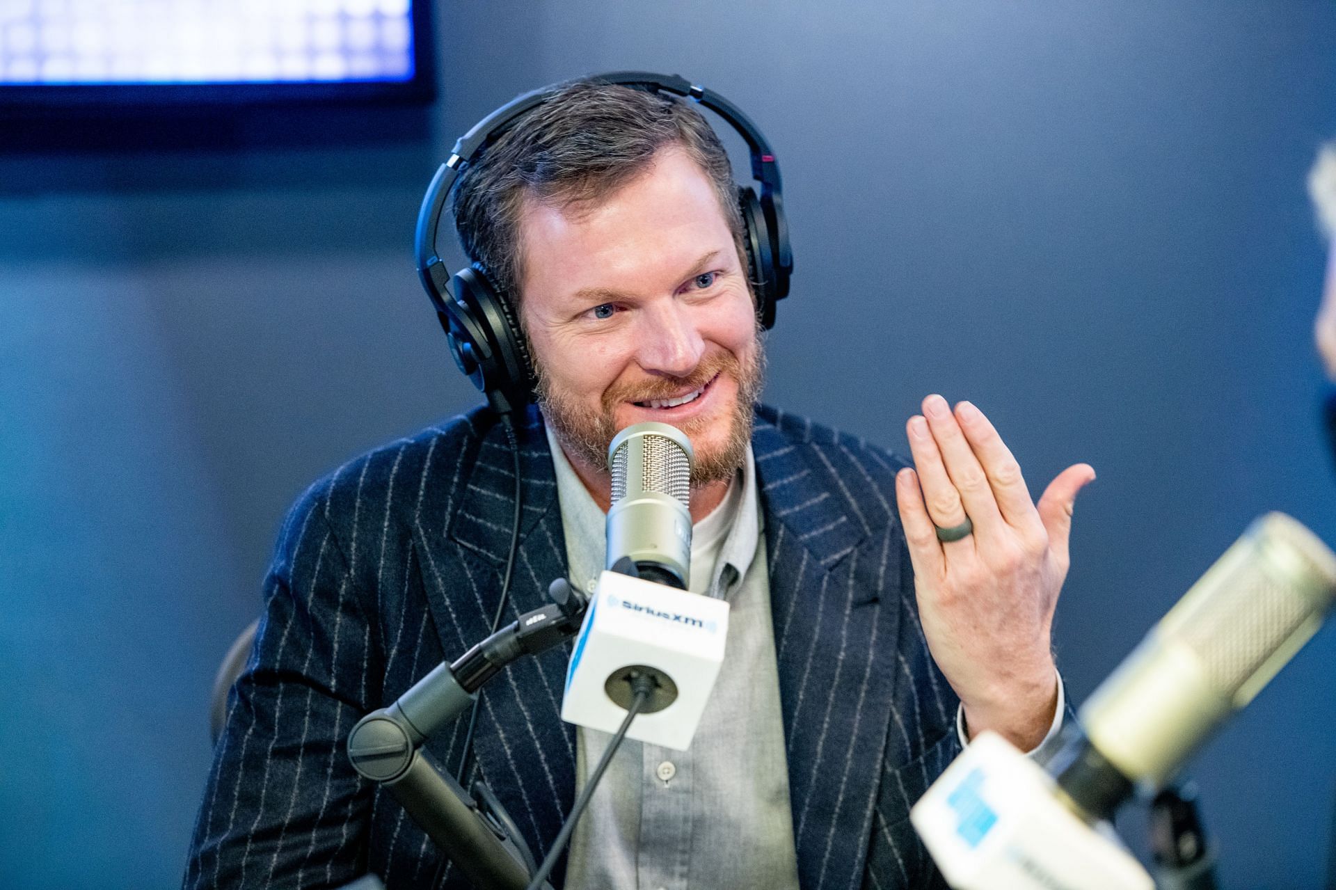 Dale Earnhardt Jr. attending the NASCAR SiriusXM podcast. Source: Getty Images.