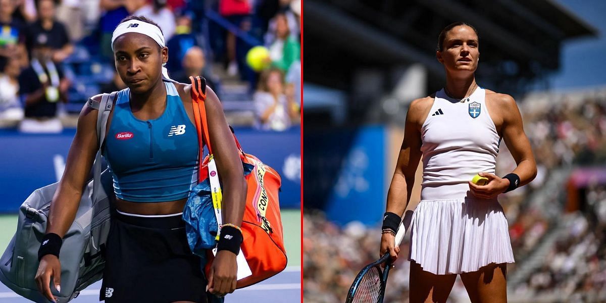 Coco Gauff (L) and Maria Sakkari (R). (Images via GETTY)