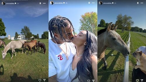 Simone Biles and husband Jonathan Owens enjoy time with horses [Image credit: @simonebiles IG]