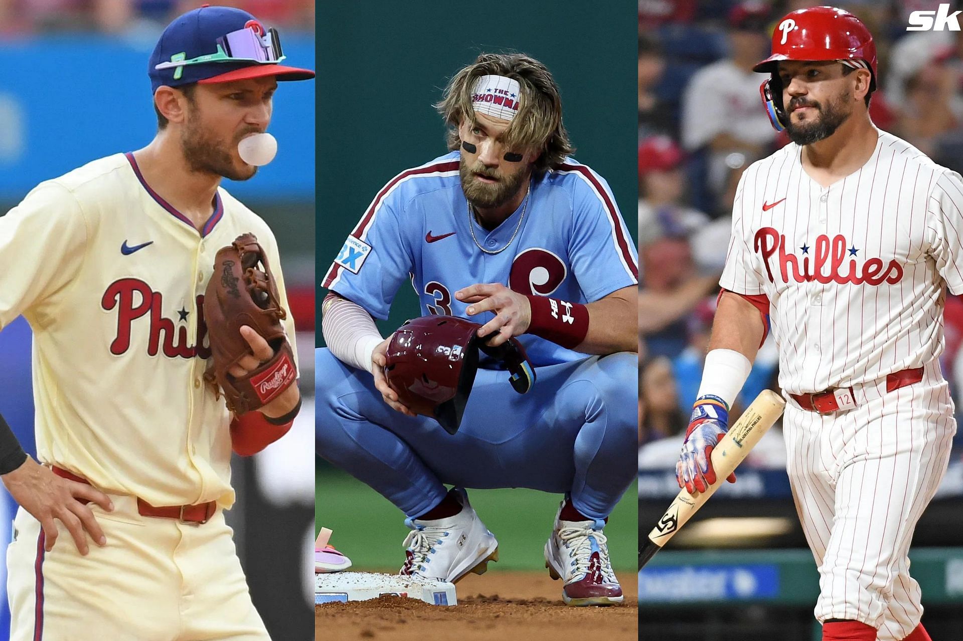  Phillies fans react as Bryce Harper, Kyle Schwarber, and Trea Turner go 2-for-33 against Braves - Source - IMAGN