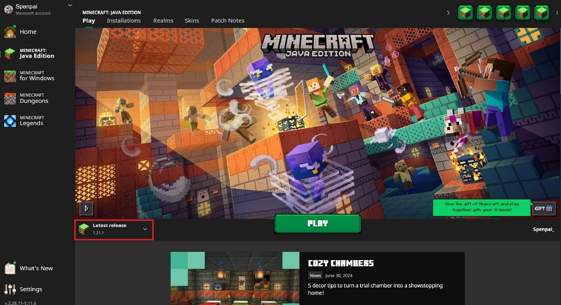 The Minecraft Launcher can easily update Java Edition with the push of a button (Image via Mojang)