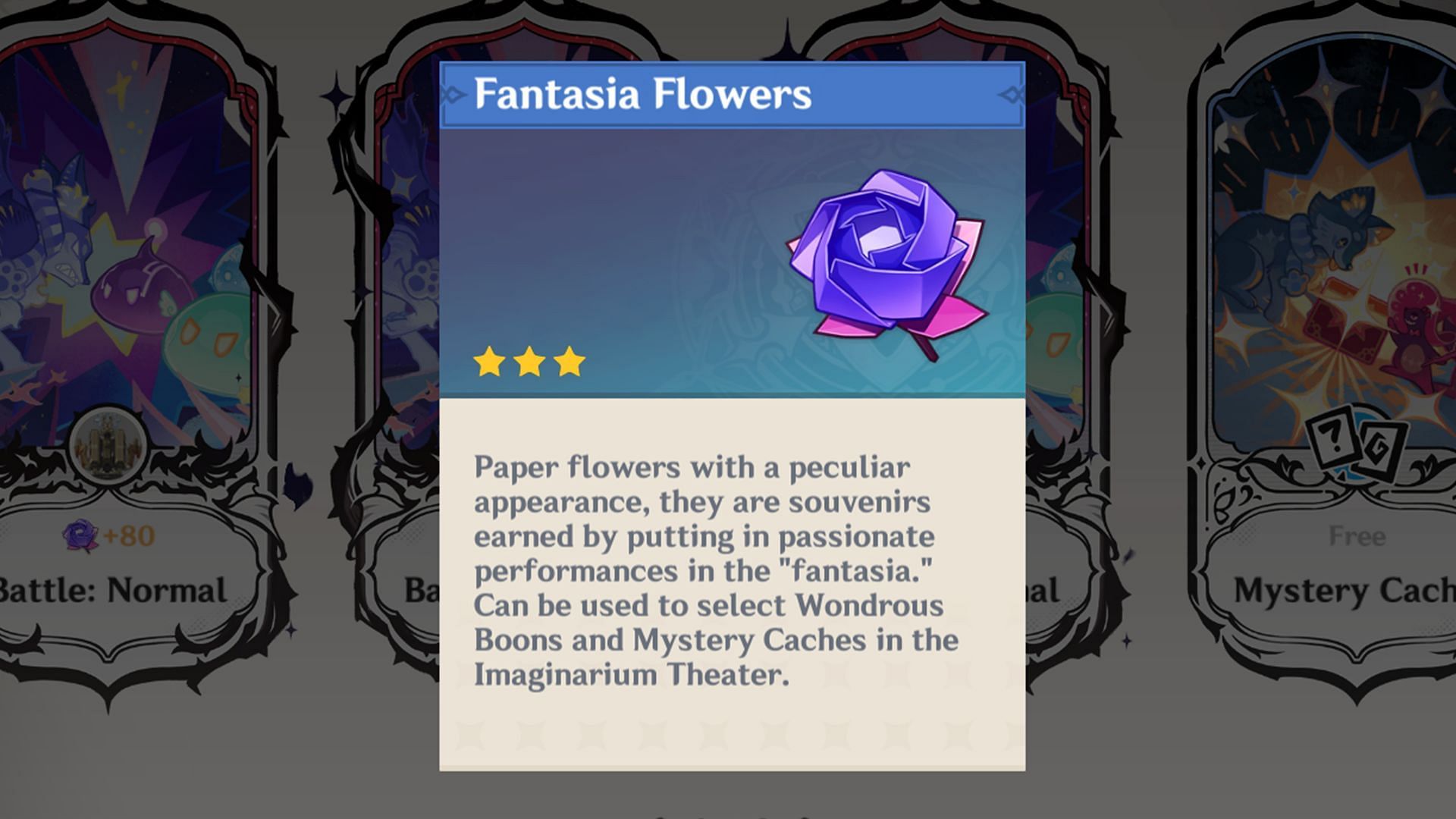 You can get more Fantasia Flowers after completing battles in Imaginarium Theater (Image via HoYoverse)