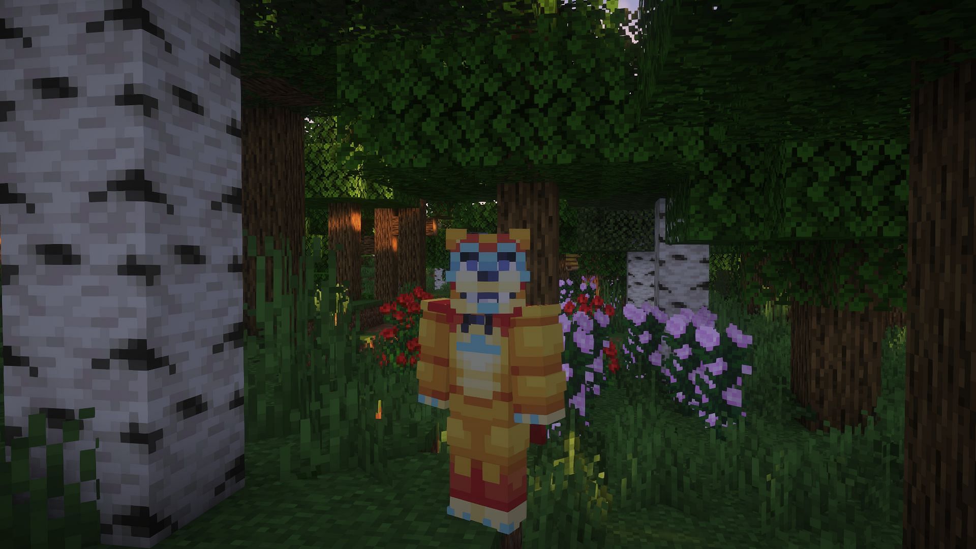 Glamrock Freddy&#039;s colorful look actually works with the game&#039;s aesthetics (Image via Mojang)