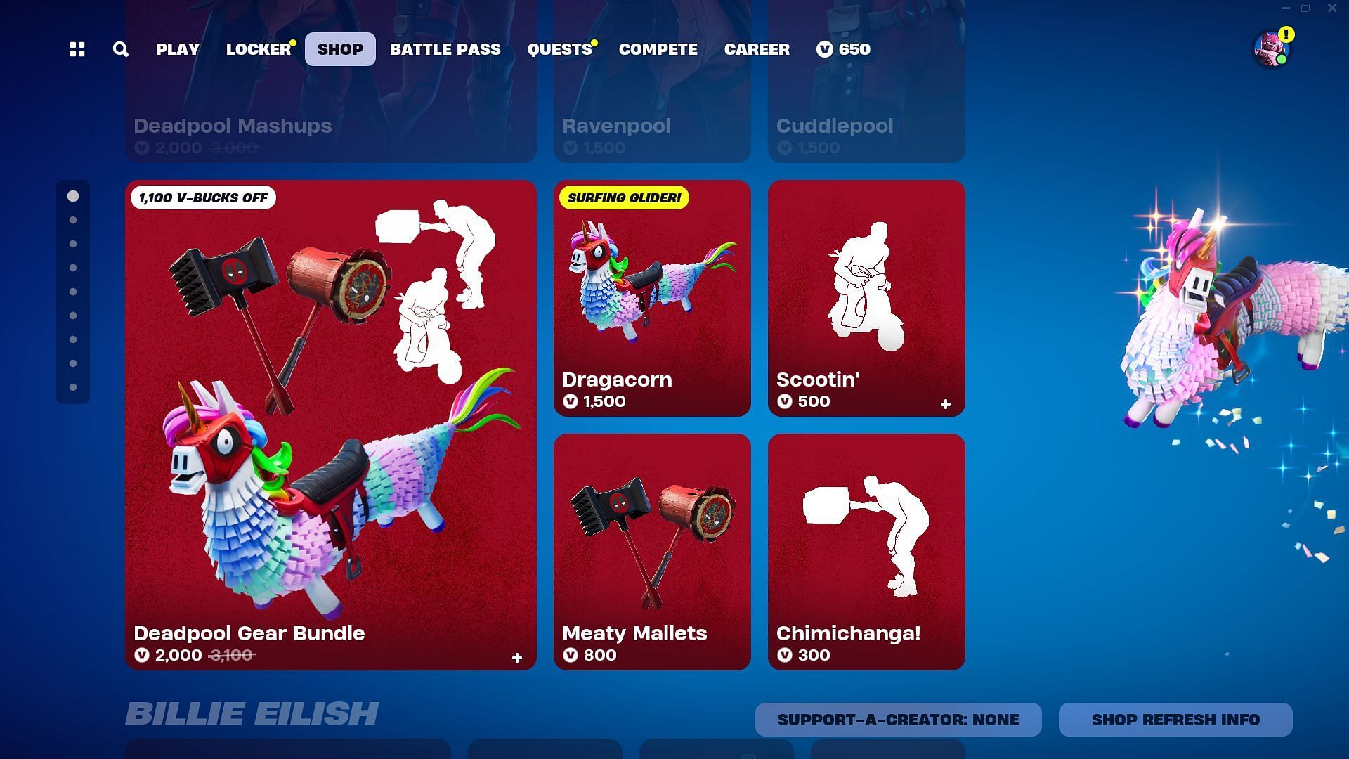 Extra cosmetics that are part of the Deadpool Set (Image via Epic Games)