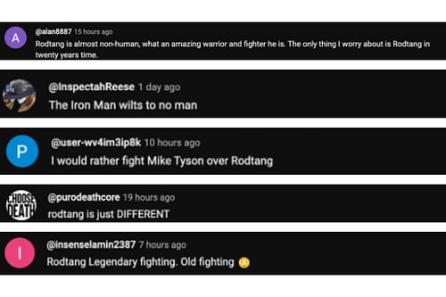 Screenshot of fans' comments