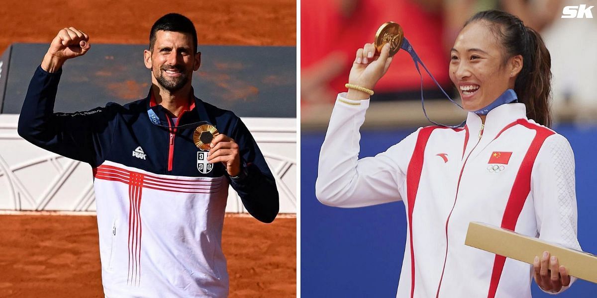 Novak Djokovic and Zheng Qinwen (Source; Getty)