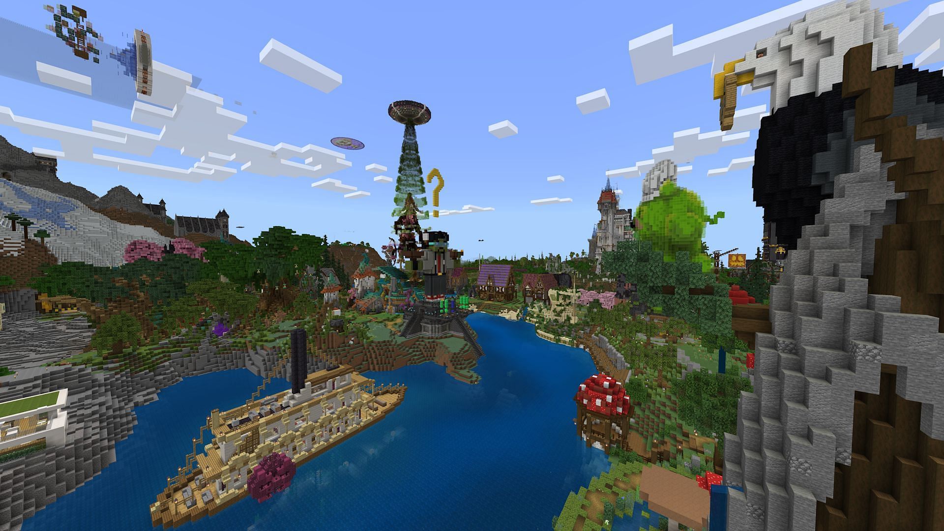 The area surrounding HermitCraft season 9&#039;s spawn (Image via Hermitcraft/Mojang)