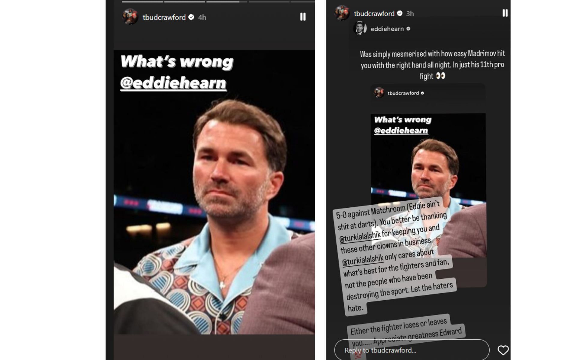 Screenshot of Hearn and Crawford exchanging words