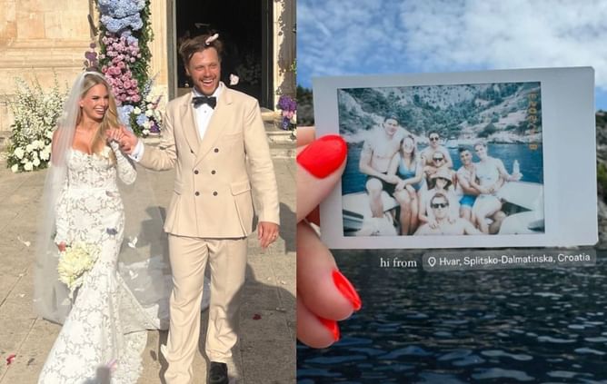 David Pastrnak gets married to longtime partner Rebecca Rohlsson in Croatia, Bruins players celebrate