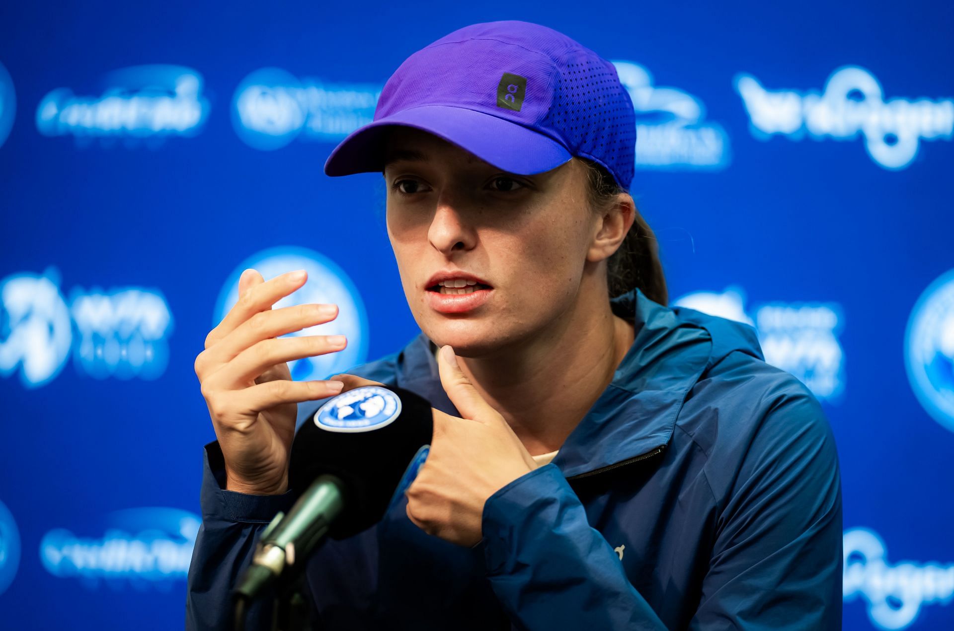 Iga Swiatek at the Cincinnati Open 2024 press conference. (Image: Getty)