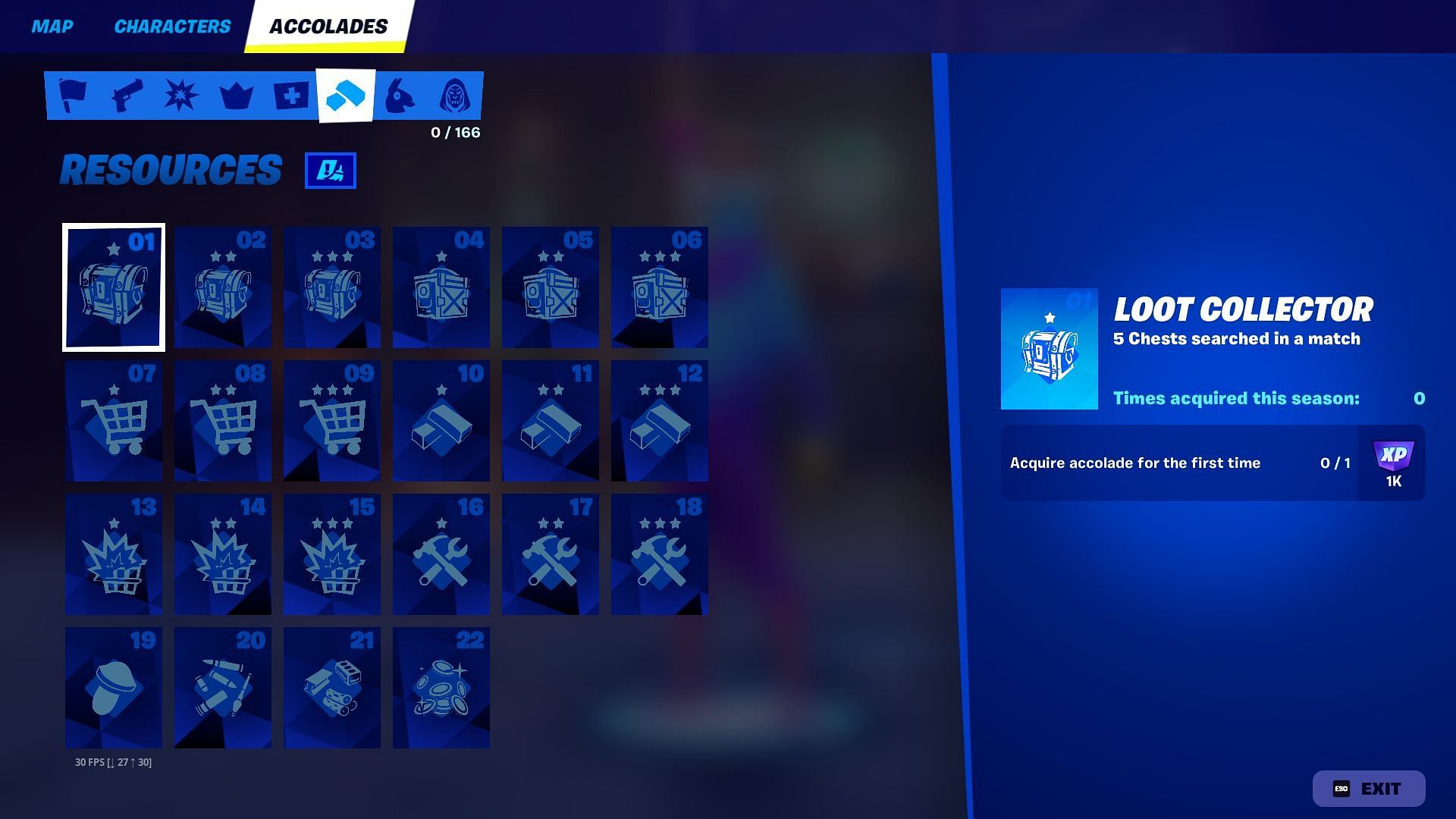 Fortnite Chapter 5 Season 4 Accolades: Resources (Image via Epic Games)