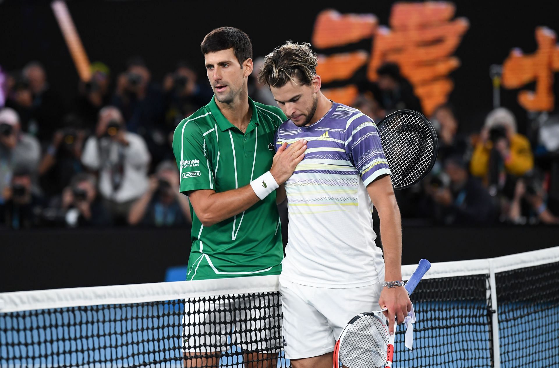 Novak Djokovic (L) and Dominic Thiem (R) [Source: Getty]