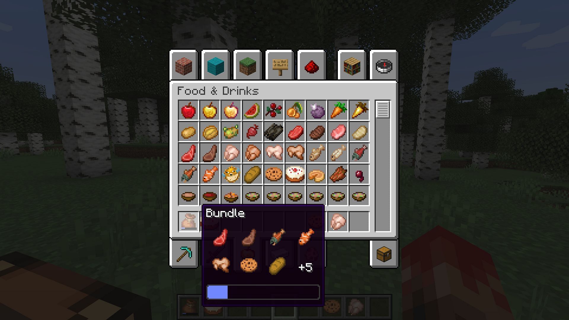 A bundle with nothing but food items (Image via Mojang Studios)