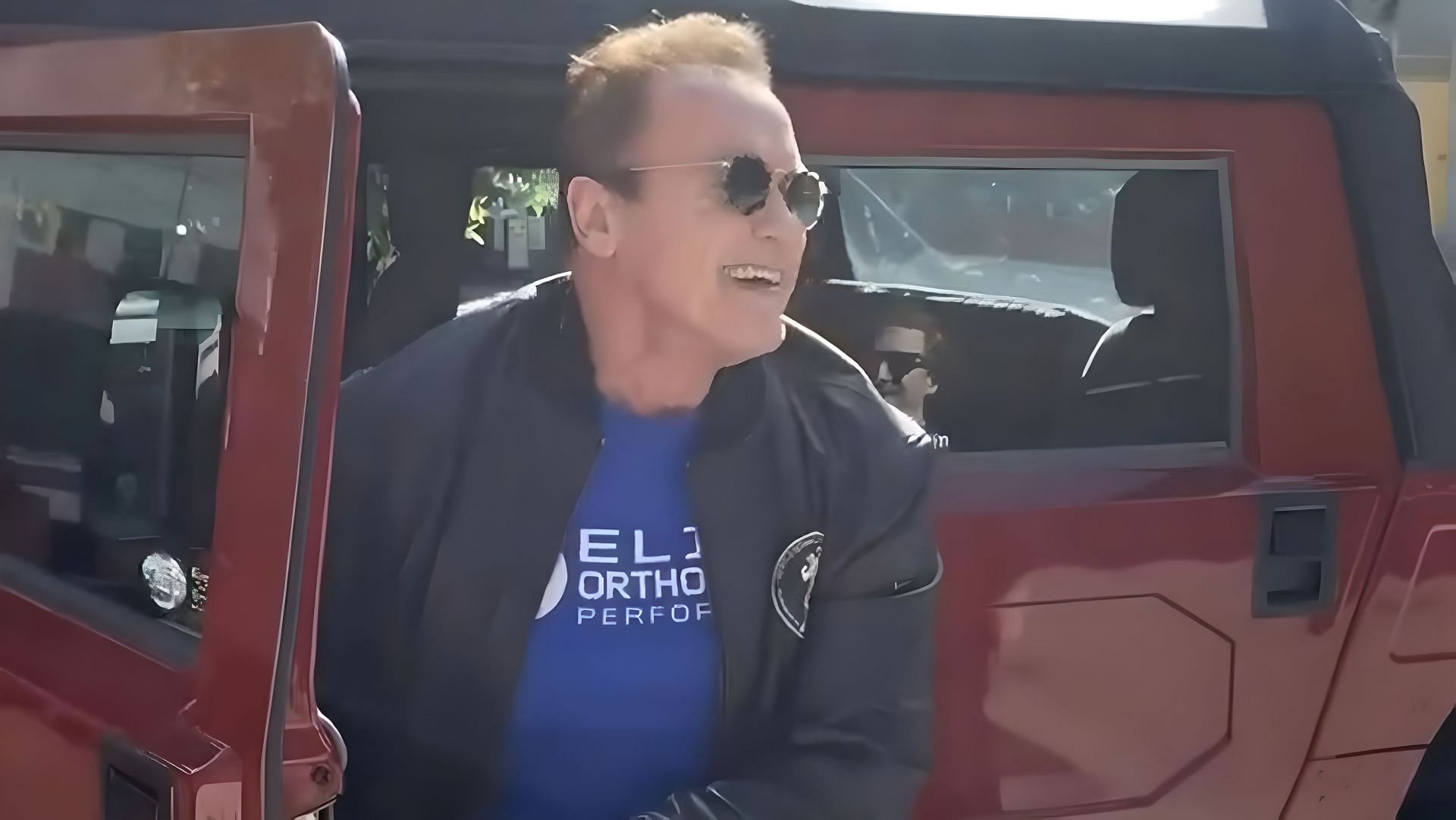 Arnold Schwarzenegger and his electric hummer