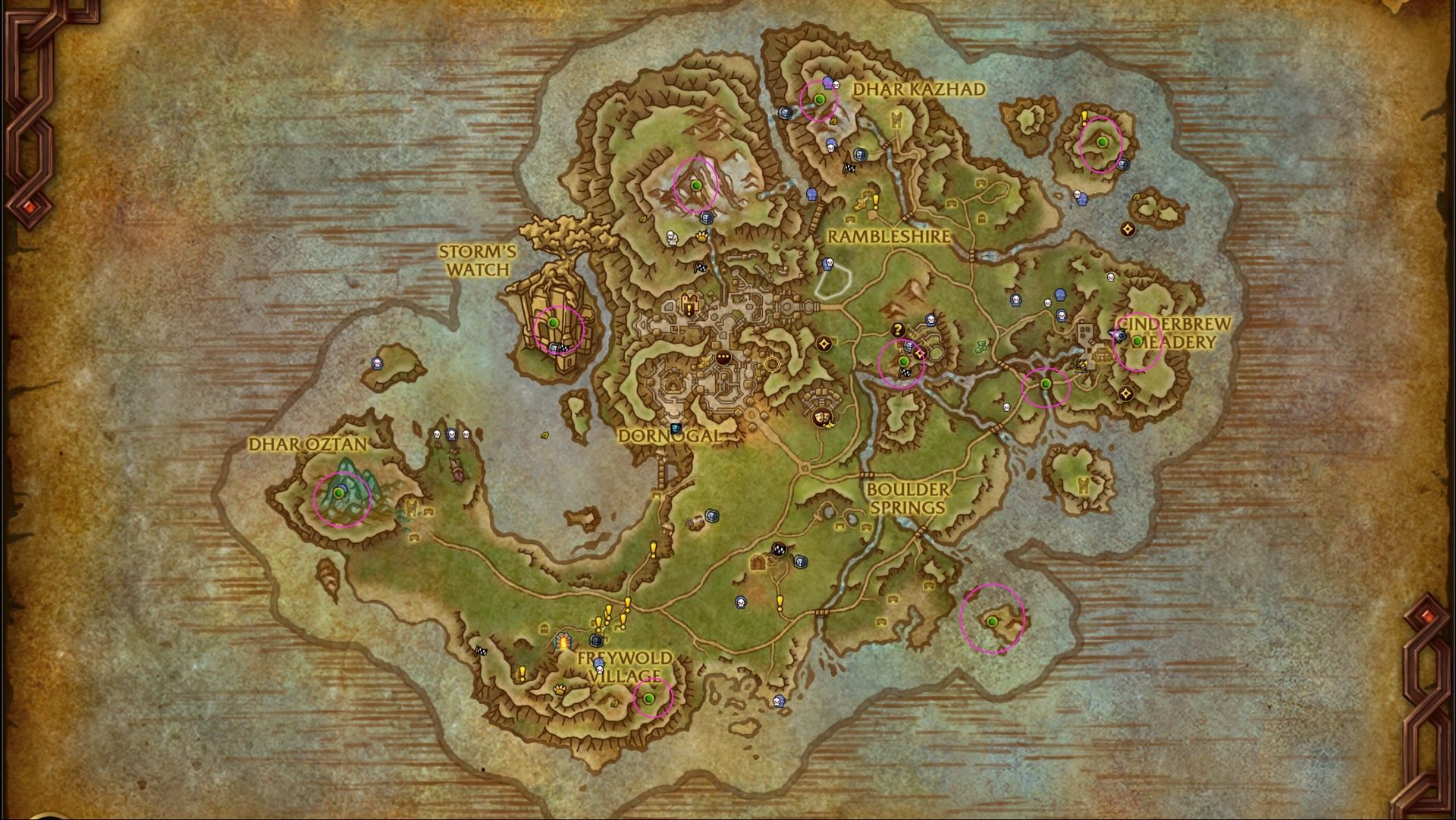 Here are all the Isle of Dorn locations (Image via Blizzard Entertainment)