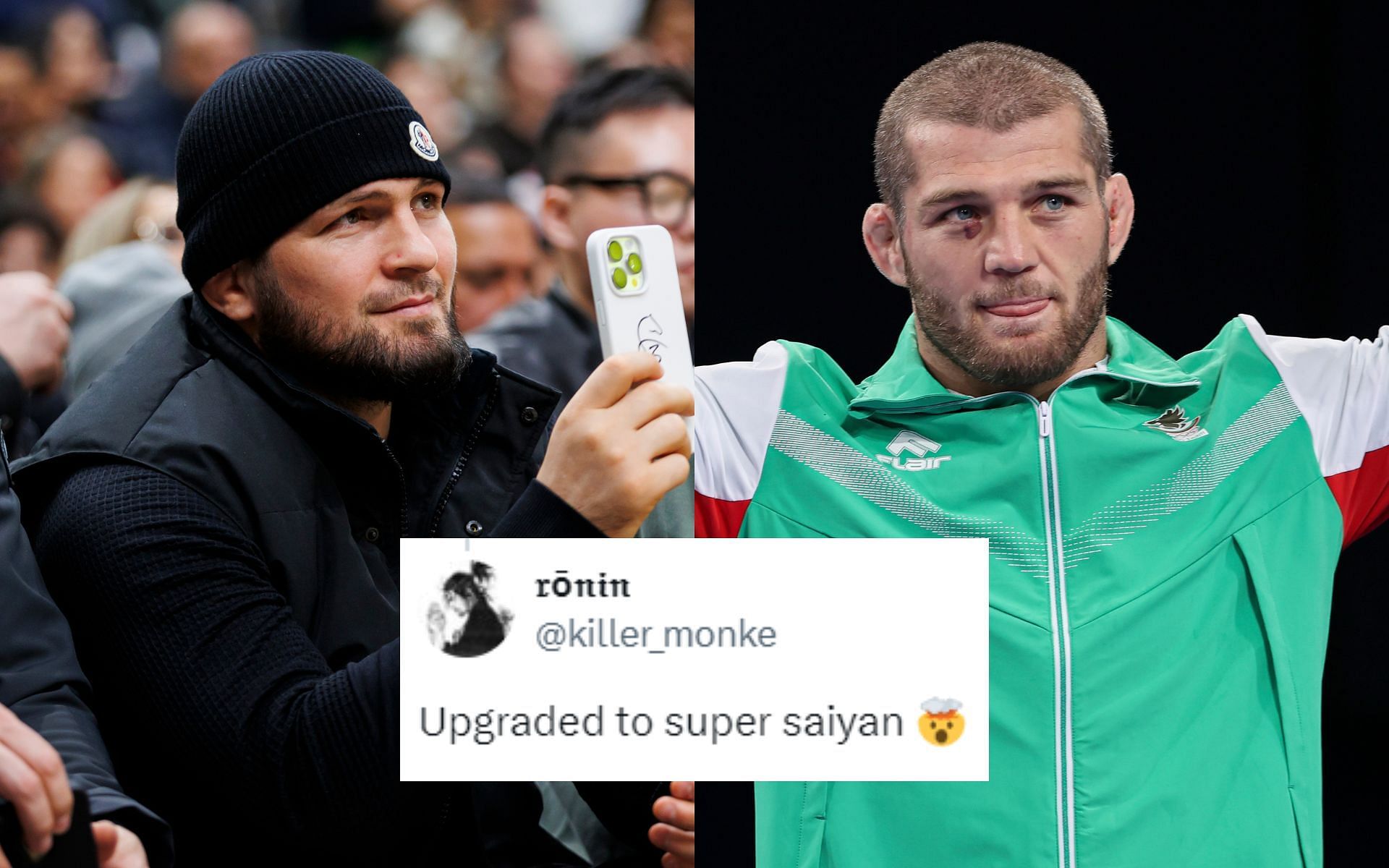 Khabib Nurmagomedov (left) and Magomed Ramazanov (right) are both tremendously skilled grapplers who hail from Dagestan, Russia [Images courtesy: Getty Images and @killer_monke on X]
