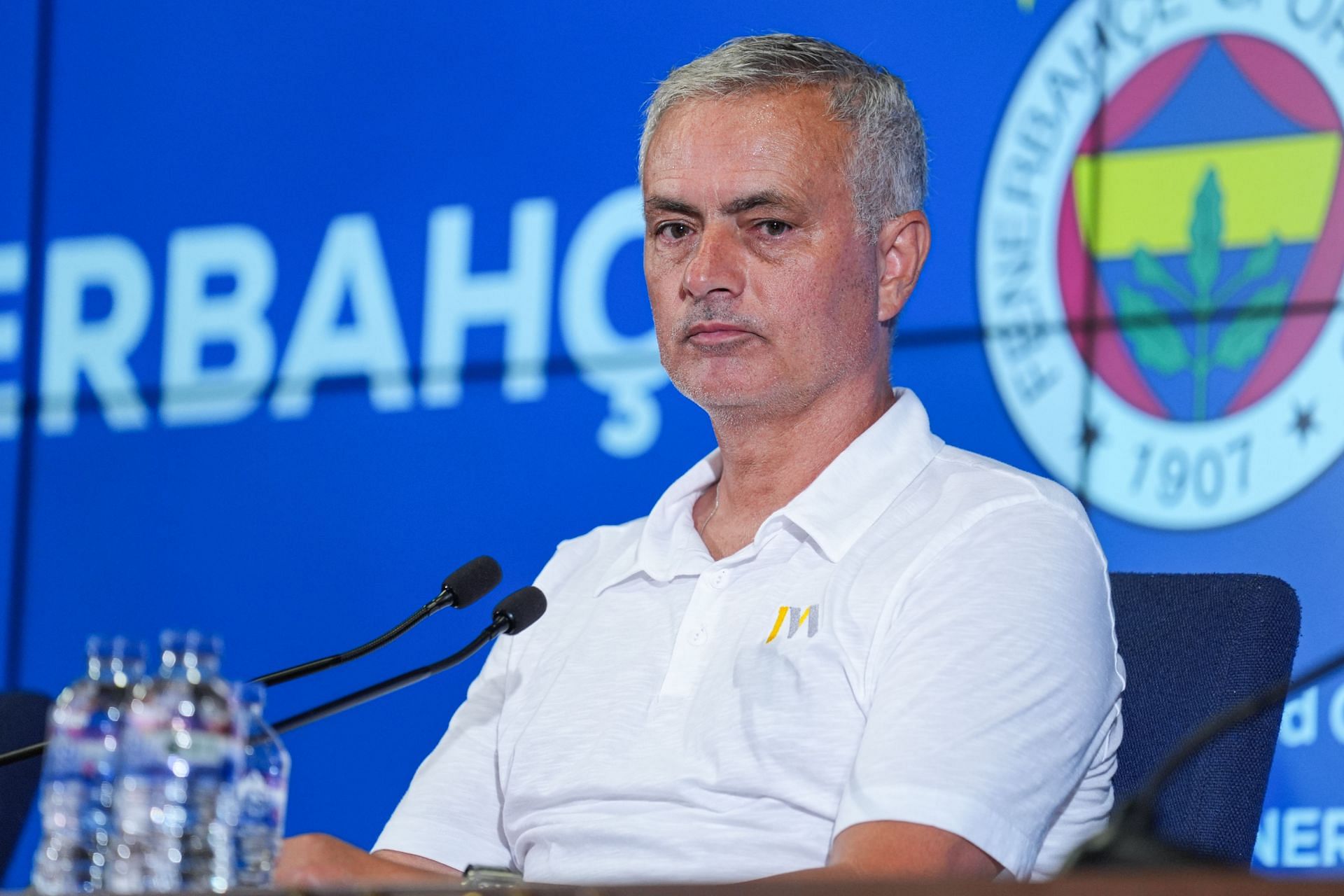 Head coach of Fenerbahce Jose Mourinho speaks at press conference after Lille match - Source: Getty