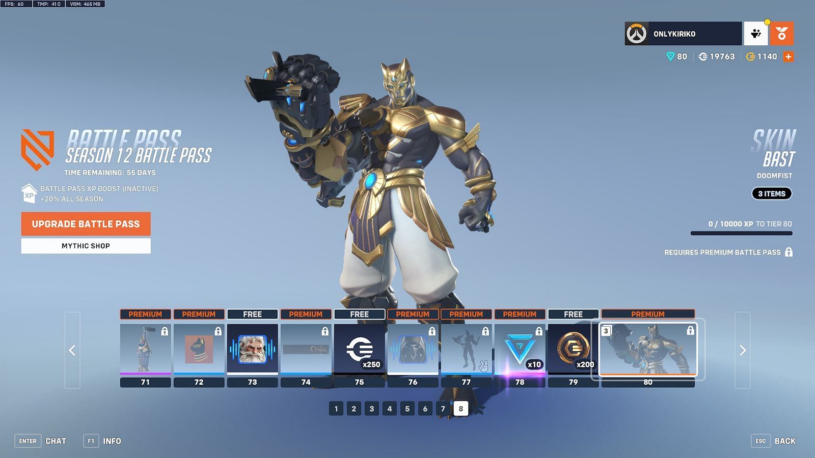 Overwatch 2 Season 12 Battle Pass Tiers 71-80 (Image via Blizzard)