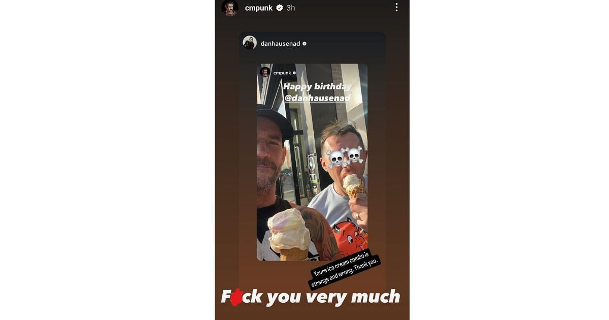 A screengrab of CM Punk&#039;s Instagram story. [Image credits: Punk&#039;s official Instagram handle]