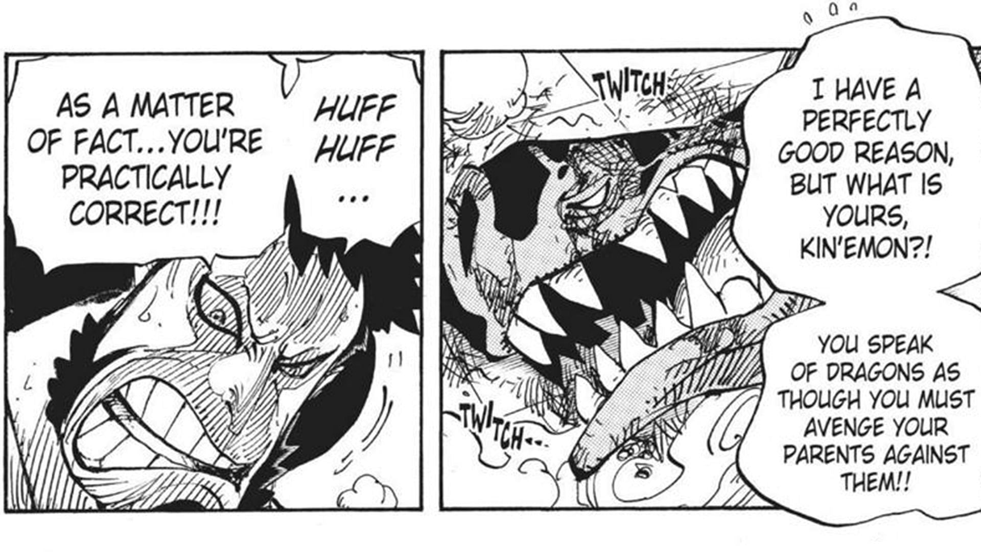 Kinemon hinting at his hate towards &quot;dragons&quot; (Image via Shueisha)