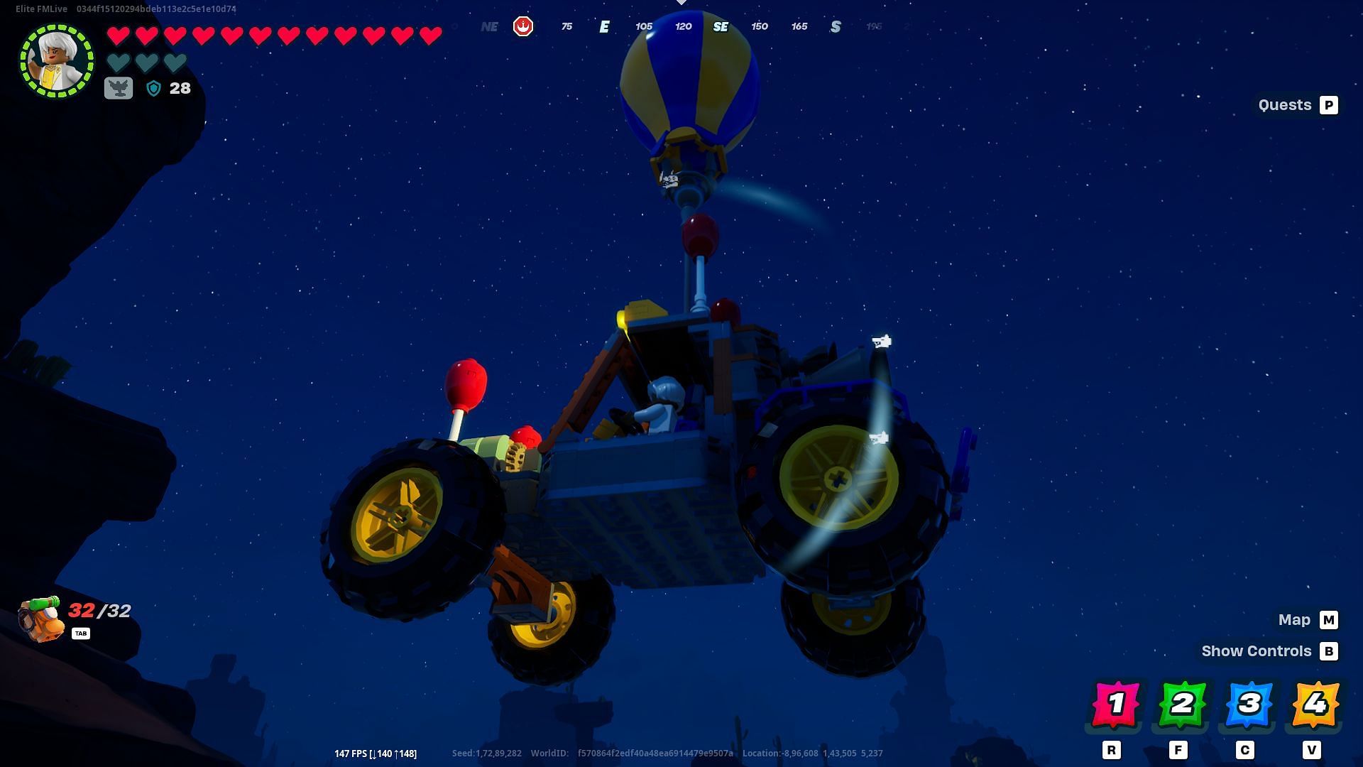 Use the Activated Balloons in LEGO Fortnite to make your vehicles airborne (Image via Epic Games)