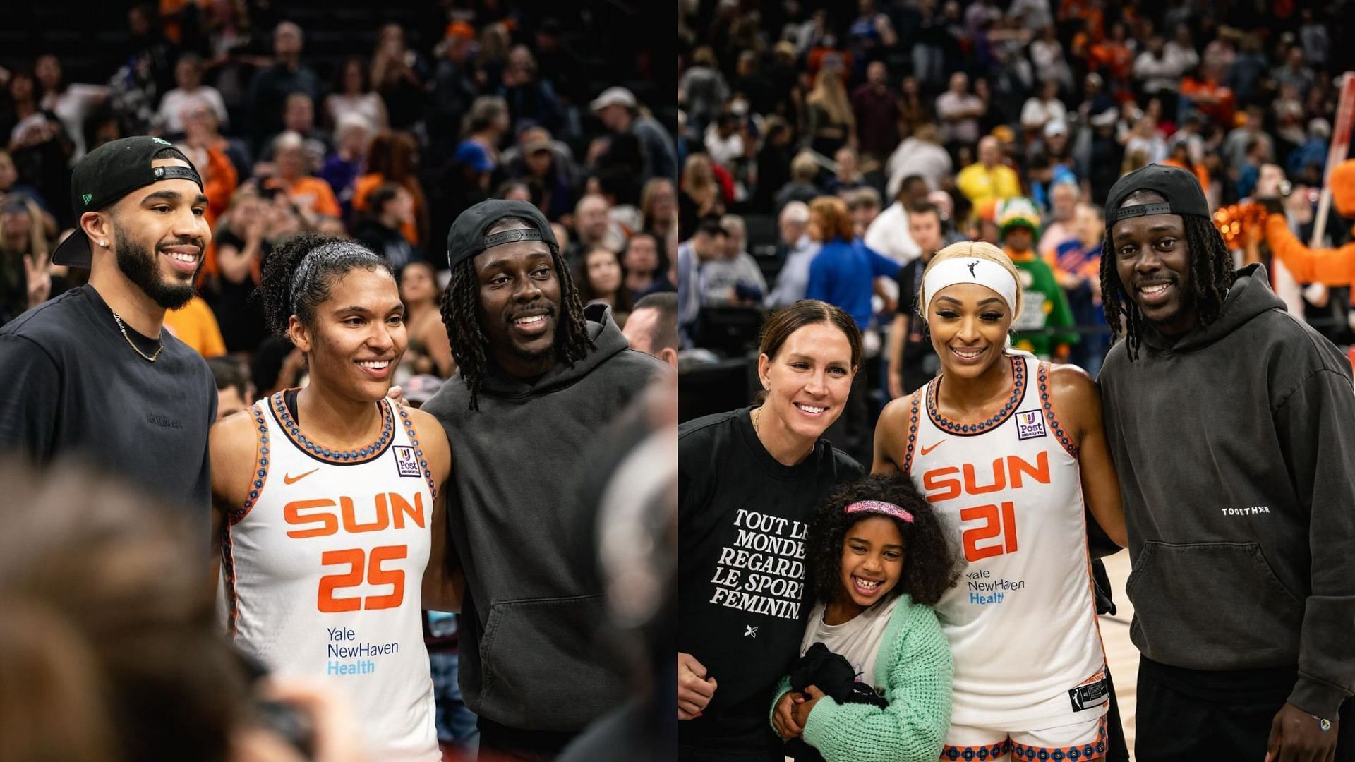 Jrue Holiday and his family attend the Sun-Sparks game at TD Garden (Photos from the IG page of the Sun)