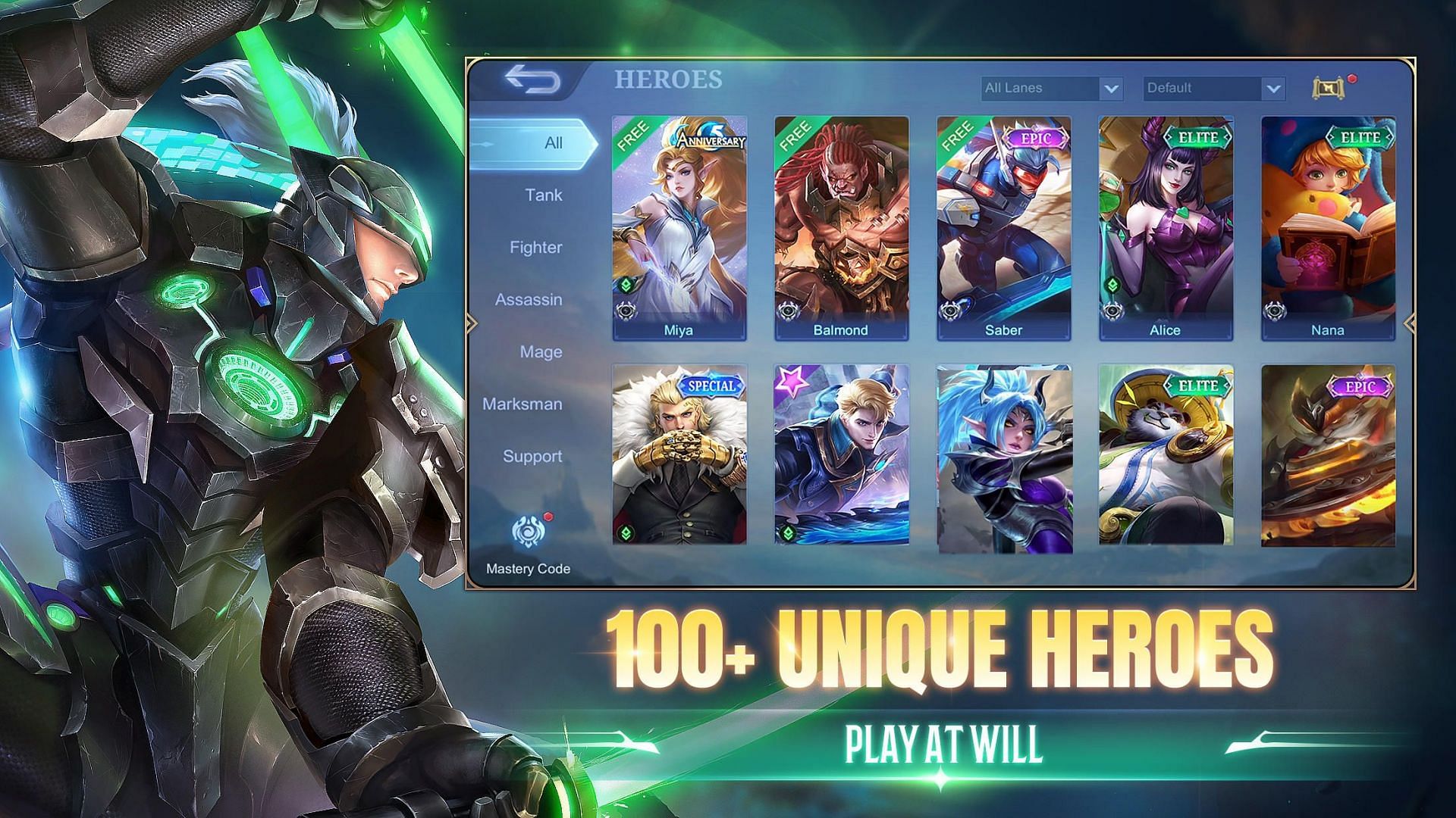 Mobile Legends: Bang Bang initially had only 10 heroes (Image via Shanghai Moonton Technology Co., Ltd.)