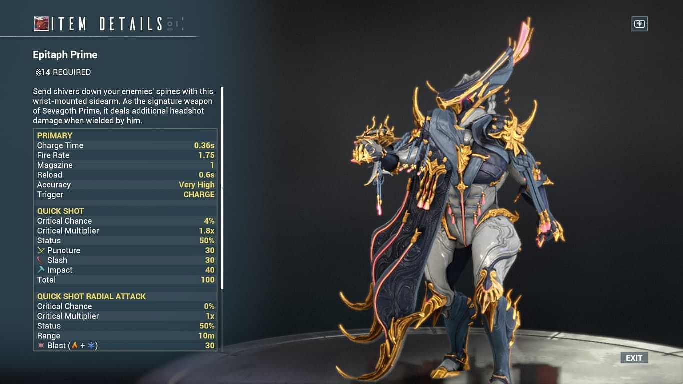 Epitaph Prime stats are good enough to replace (Image via Digital Extremes)