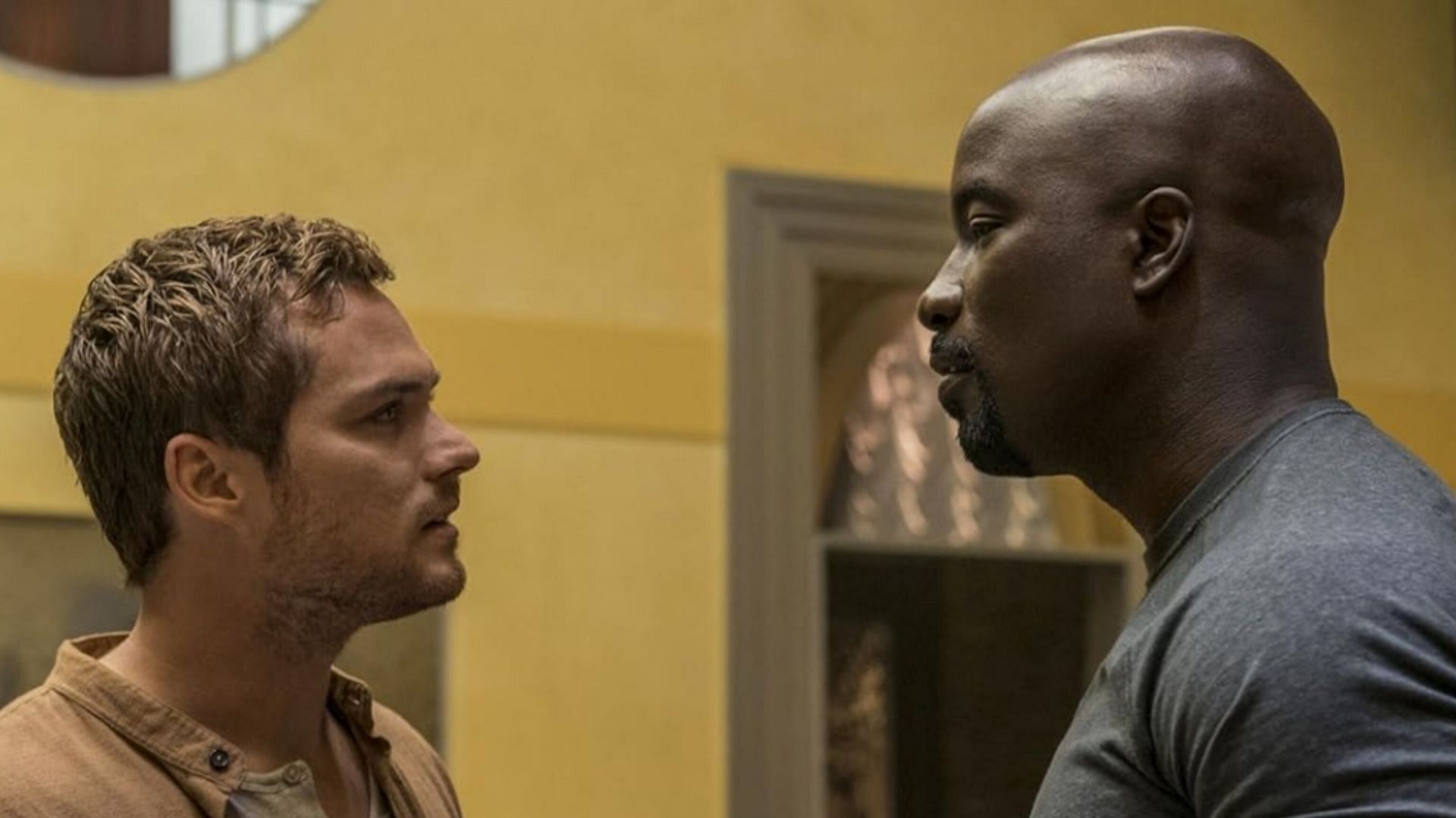 Finn Jones and Mike Colter in Luke Cage (Image via Netflix)