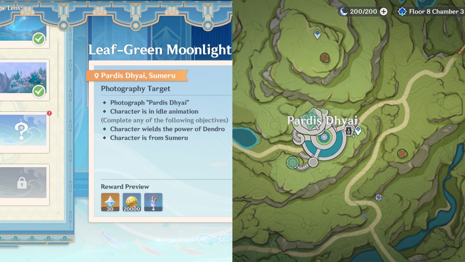 Leaf-Green Moonlight location and rewards (Image via HoYoverse)