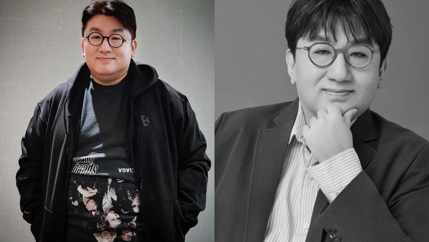 HYBE faces backlash over request to remove Bang Si-hyuk&rsquo;s picture with influencers in LA. (Images via Instagram/@hitmanb72 and HYBE website)