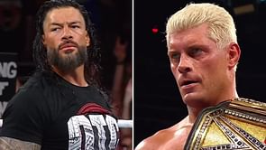 Cody Rhodes reacts after Roman Reigns helps him win at SummerSlam 2024
