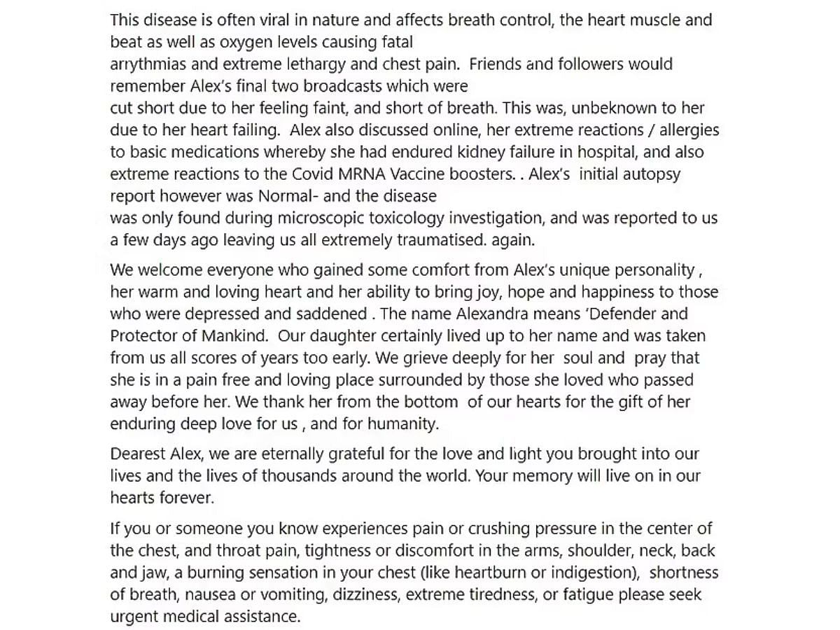 The Facebook post revealed that she had suffered kidney failure (Image via Facebook/Pretty Pastel Please)