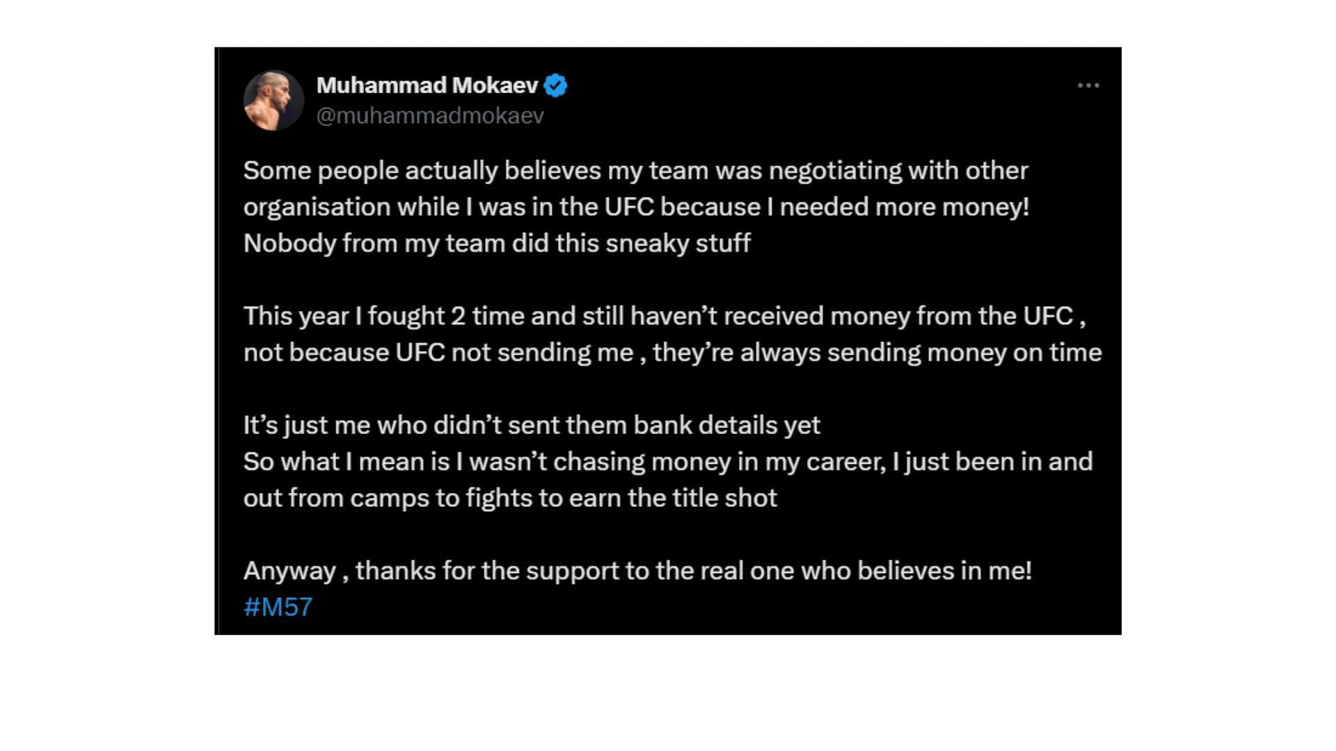 Muhammad Mokaev&#039;s deleted tweet