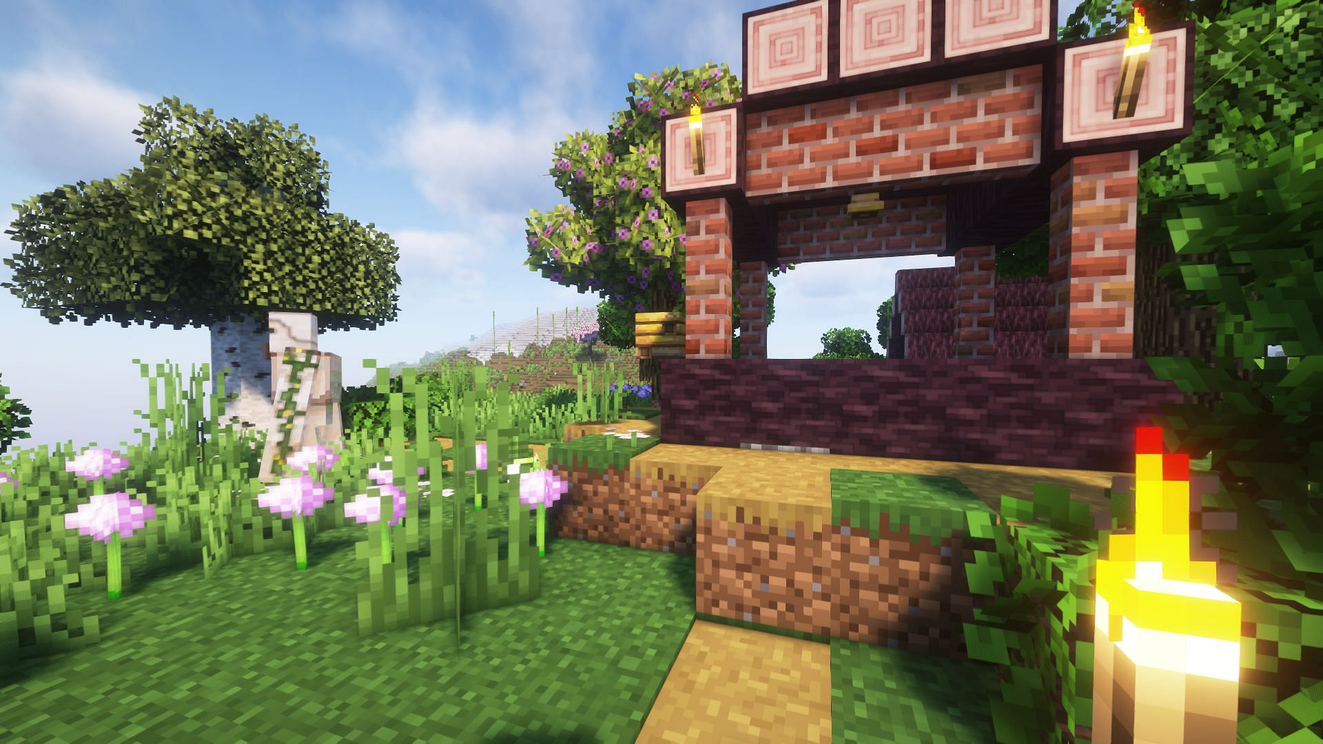 DefaultHD is an enhanced version of the base game, which looks even better with shaders (Image via Mojang)