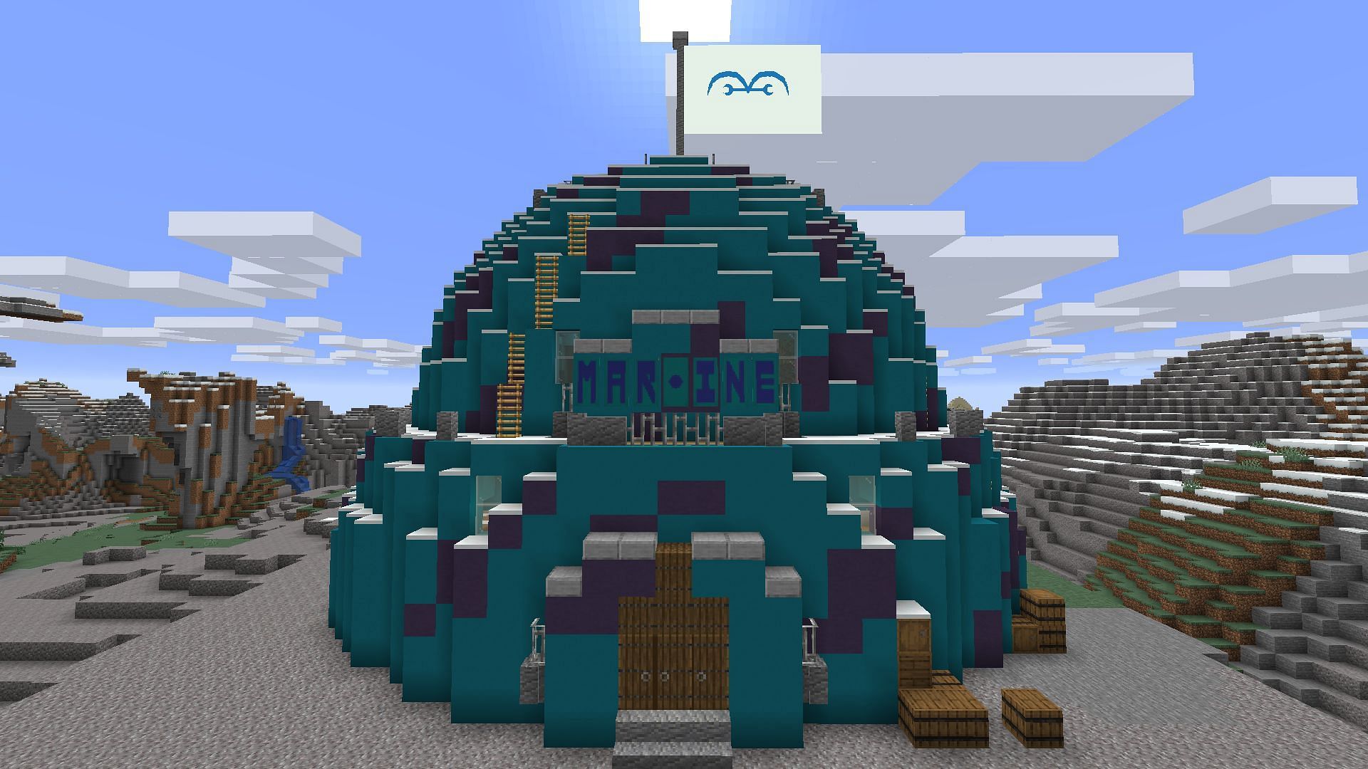 One of the many One Piece-themed structures found in the mod (Image via Mojang)