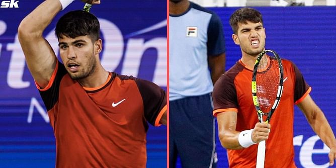 WATCH: Frustrated Carlos Alcaraz destroys his racket in anger as Spaniard crashes out to Gael Monfils in Cincinnati Open 2R