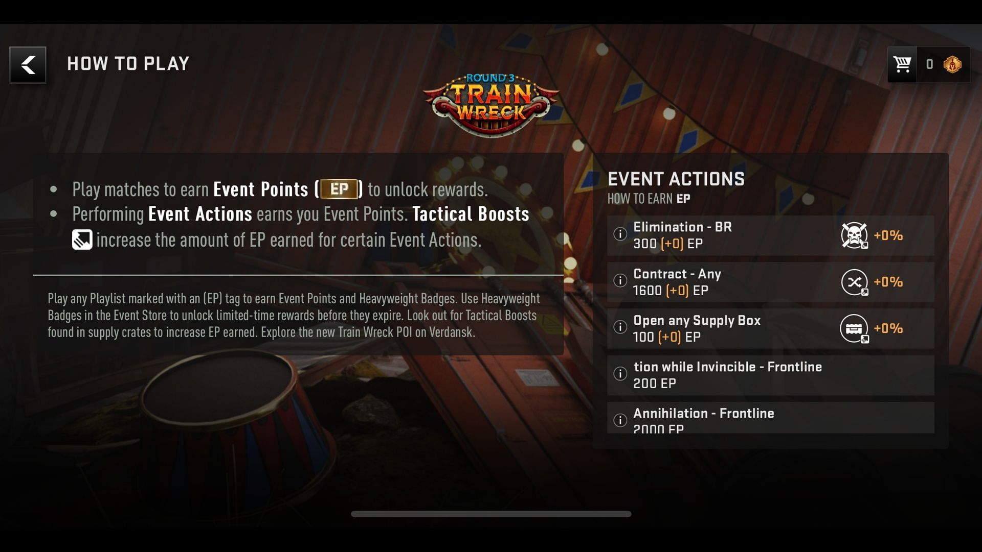 Event Actions that need to be completed to collect Event Points (Image via Activision)