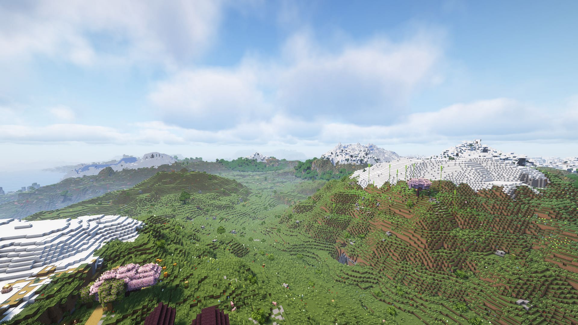 A landscape as seen with Distant Horizons (Image via Mojang)